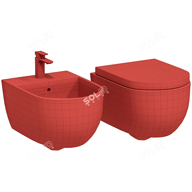 BOCCHI V-Tondo Wall-Hung Toilet 3D model image 3