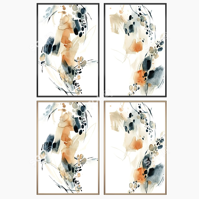 Title: Dual Painting Set with Frames 3D model image 2