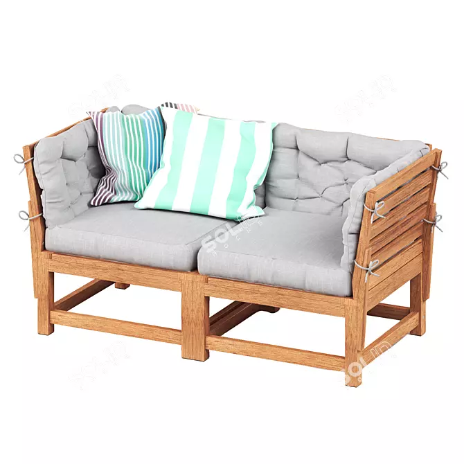 Outdoor Modular 2-Seater Sofa Set 3D model image 1
