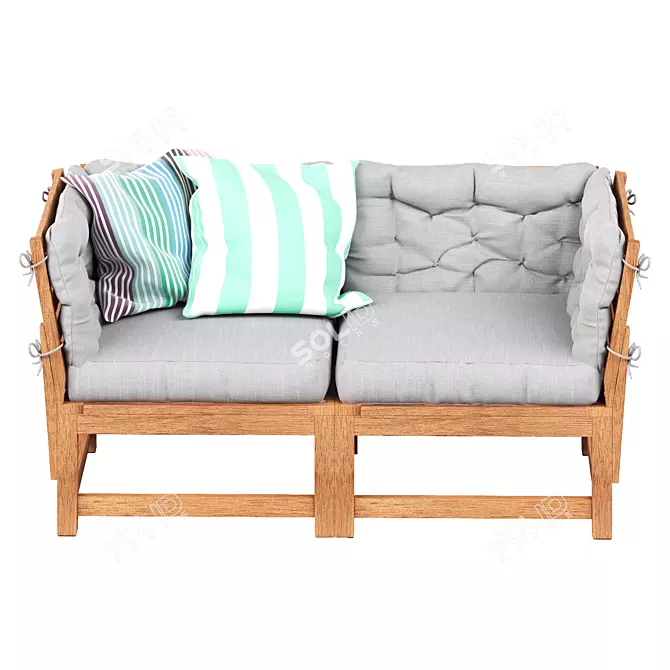 Outdoor Modular 2-Seater Sofa Set 3D model image 2