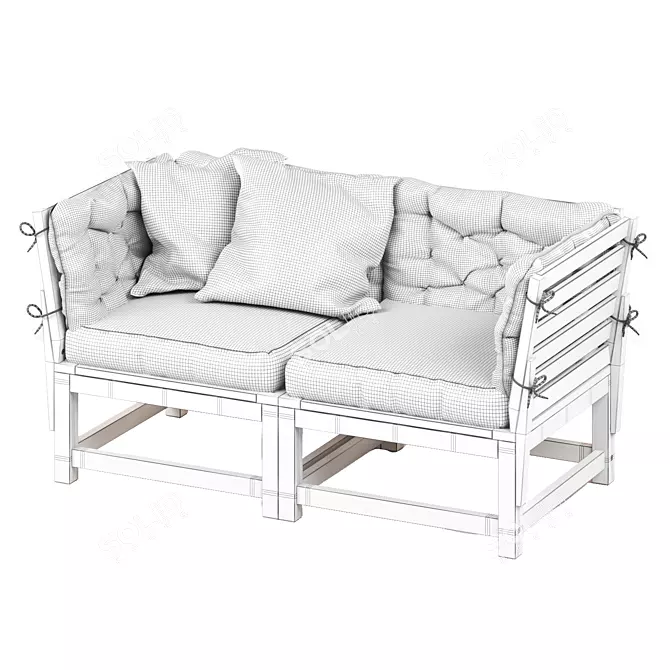 Outdoor Modular 2-Seater Sofa Set 3D model image 7