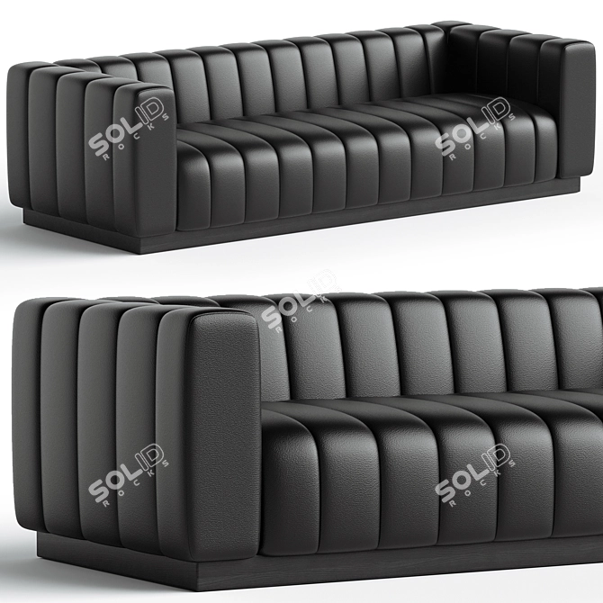 Fortissimo XL Black Leather Channeled 3D model image 1