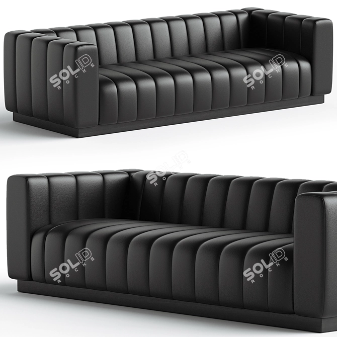 Fortissimo XL Black Leather Channeled 3D model image 2