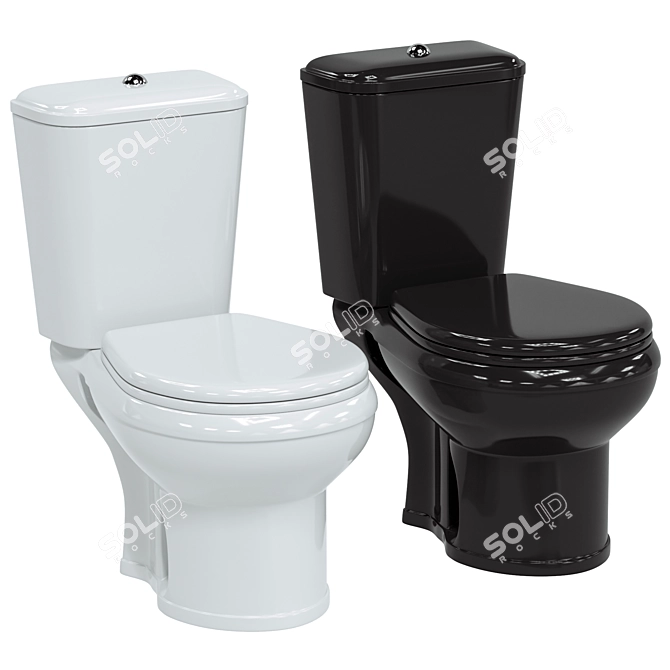 Modern Compact Black Toilet Dora 3D model image 1