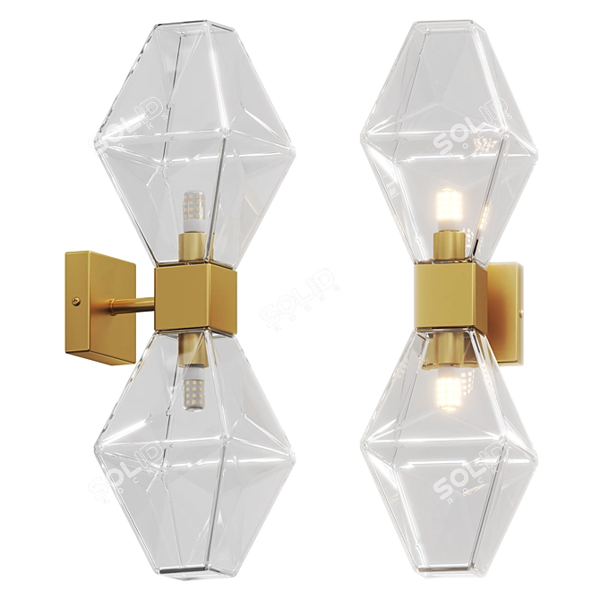 Elegant Gold Crystal Wall Sconce 3D model image 1