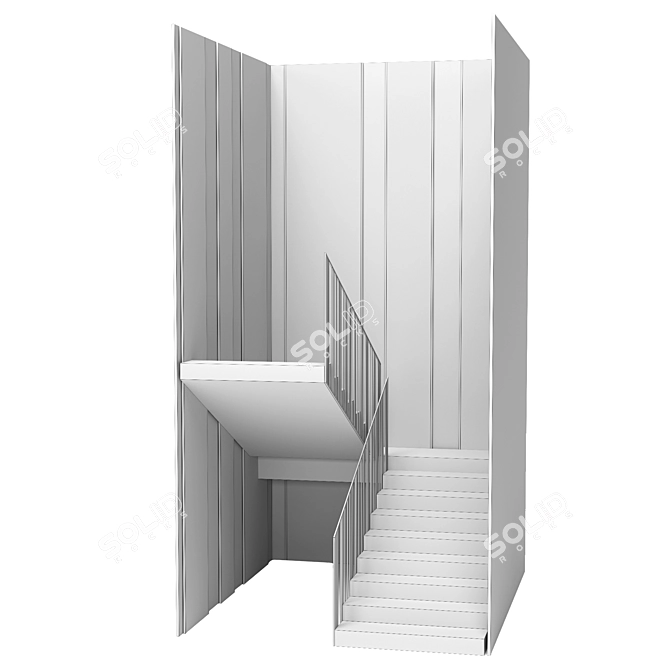 Modern Wood Panel Staircase 3D model image 4