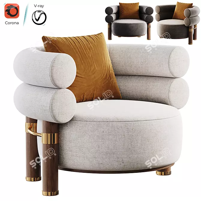 Stylish Armchair Rogers 3D Model 3D model image 1