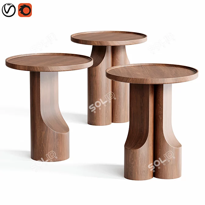 Premium Walnut Side Table 3D model image 1