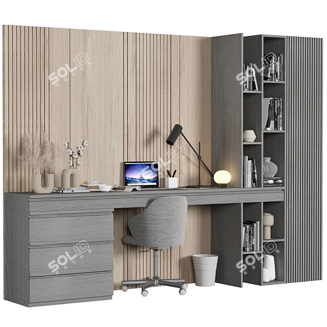 Modern Home Office Desk Set 3D model image 2