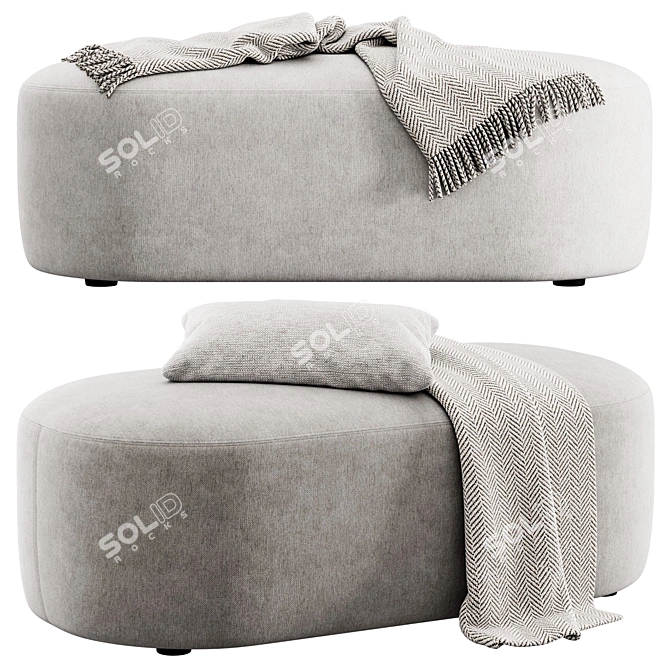 Stylish Guest Pouf Bench Set 3D model image 1