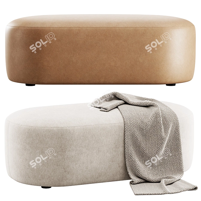 Stylish Guest Pouf Bench Set 3D model image 2