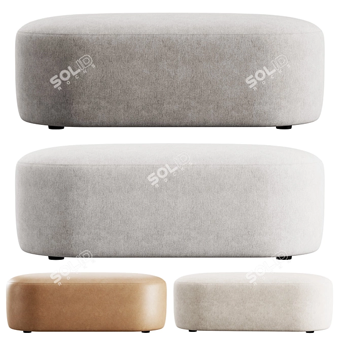 Stylish Guest Pouf Bench Set 3D model image 3