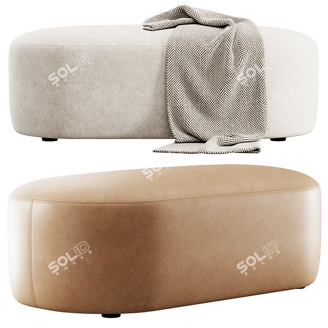 Stylish Guest Pouf Bench Set 3D model image 5