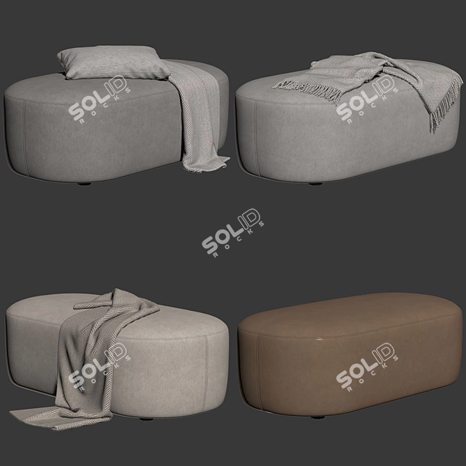 Stylish Guest Pouf Bench Set 3D model image 7