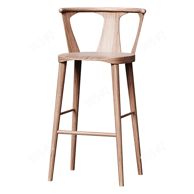 Modern SK9 Bar Stool Oak 3D model image 1