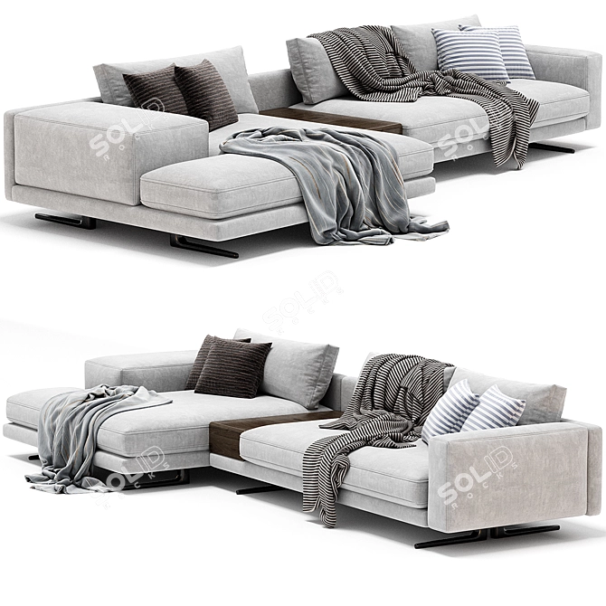 Luxury Poliform Chaise Longue Sofa 3D model image 2