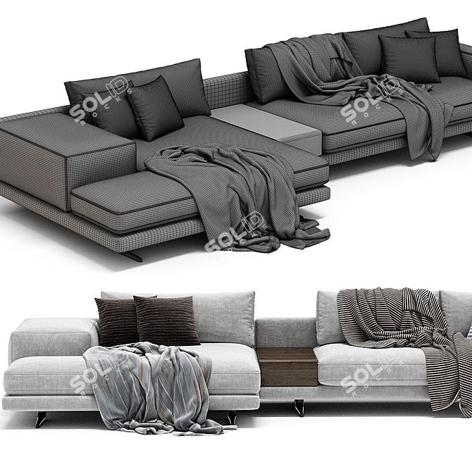 Luxury Poliform Chaise Longue Sofa 3D model image 3