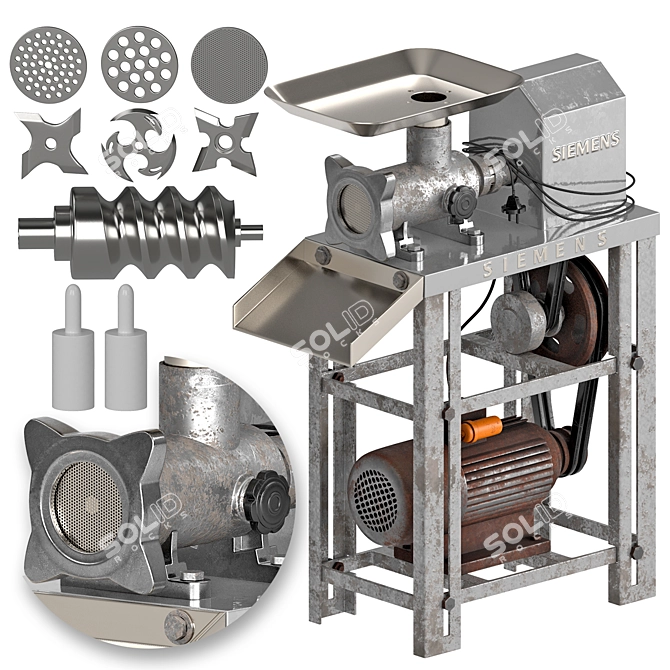 Powerful Commercial Meat Grinder 3D model image 3