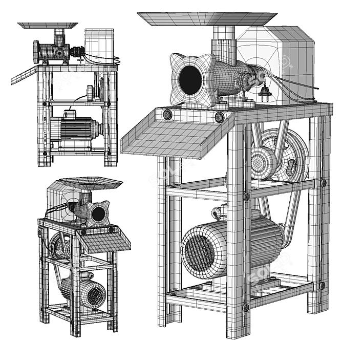 Powerful Commercial Meat Grinder 3D model image 4