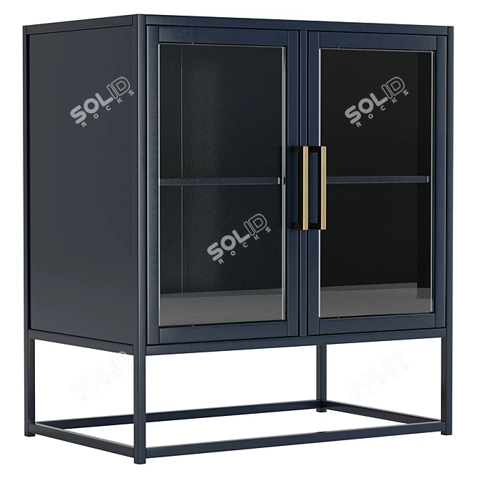 Santorini Blue Metal Kitchen Cabinet 3D model image 1