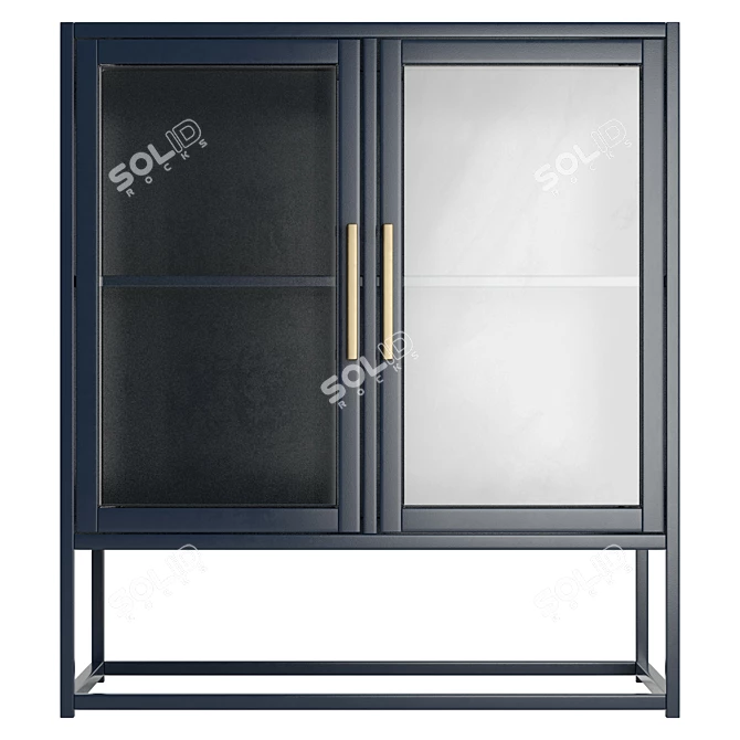 Santorini Blue Metal Kitchen Cabinet 3D model image 2