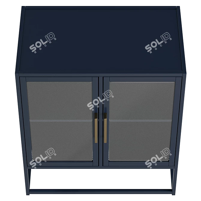 Santorini Blue Metal Kitchen Cabinet 3D model image 3