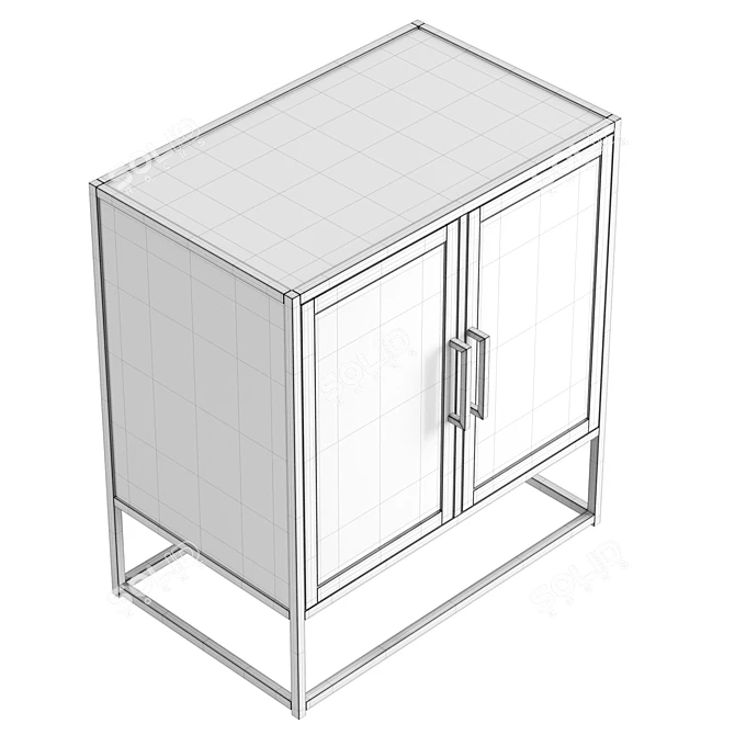 Santorini Blue Metal Kitchen Cabinet 3D model image 6