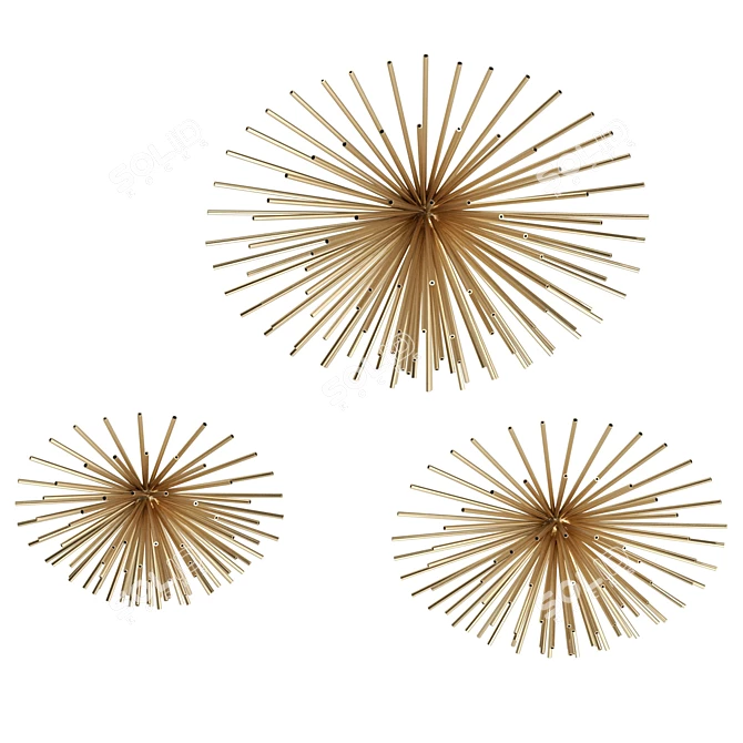 Gold Metal Wall Decor Trio 3D model image 3