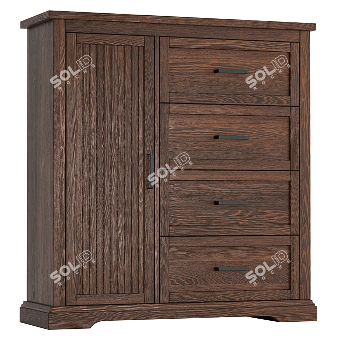 Modern Dark Walnut Dresser UFO 3D model image 1