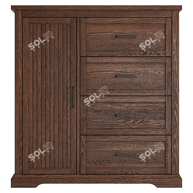 Modern Dark Walnut Dresser UFO 3D model image 2