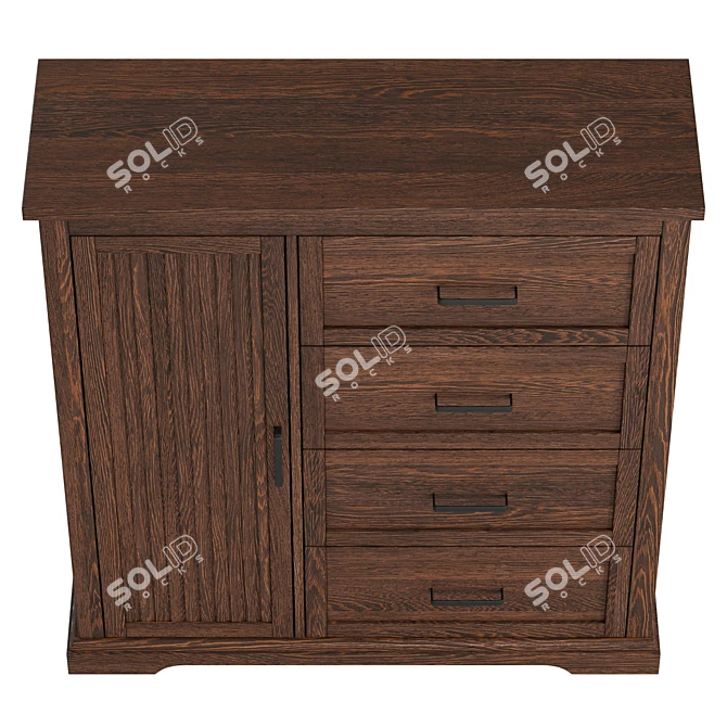 Modern Dark Walnut Dresser UFO 3D model image 3