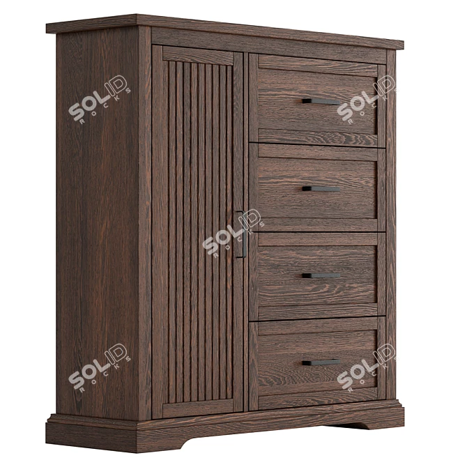 Modern Dark Walnut Dresser UFO 3D model image 4
