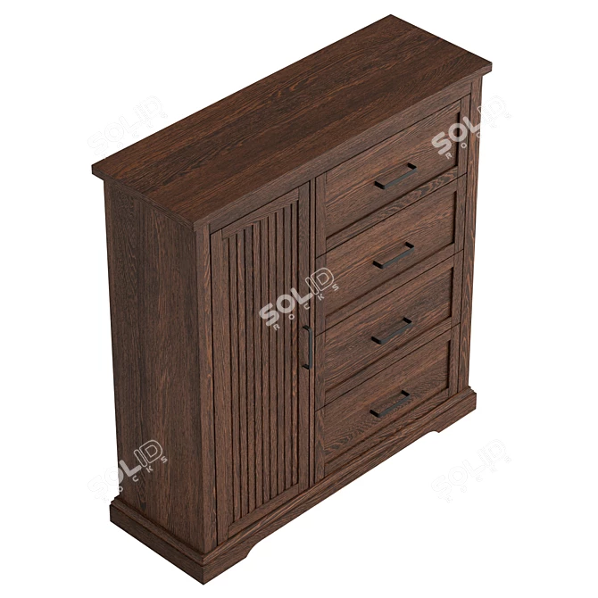 Modern Dark Walnut Dresser UFO 3D model image 5