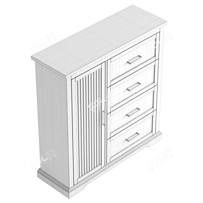 Modern Dark Walnut Dresser UFO 3D model image 6