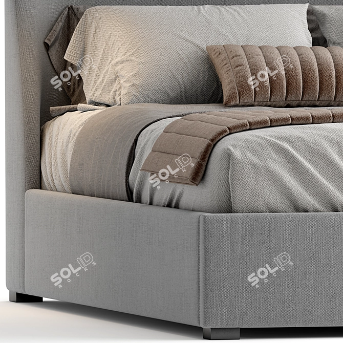 Layton Fabric Low Bed Frame 3D model image 4