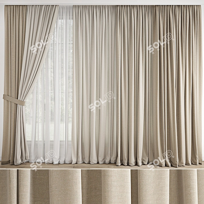 Polygonal Curtain 3D Model Kit 3D model image 1