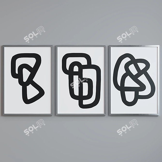 Modern Abstract Line Picture Frame Set 3D model image 3