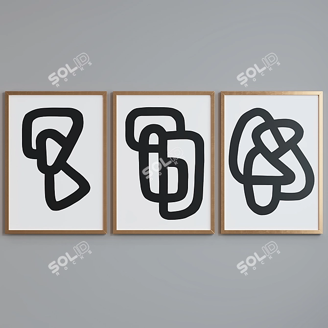 Modern Abstract Line Picture Frame Set 3D model image 4