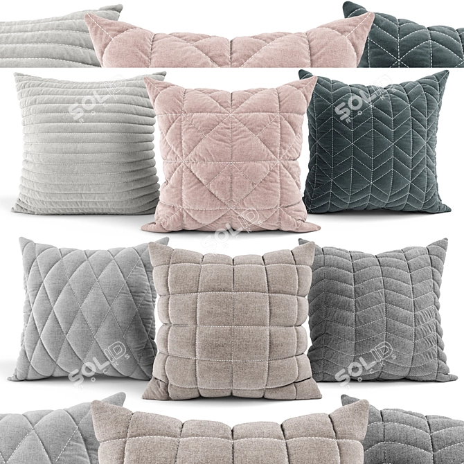 Elegant Decorative Pillows Set 3D model image 1