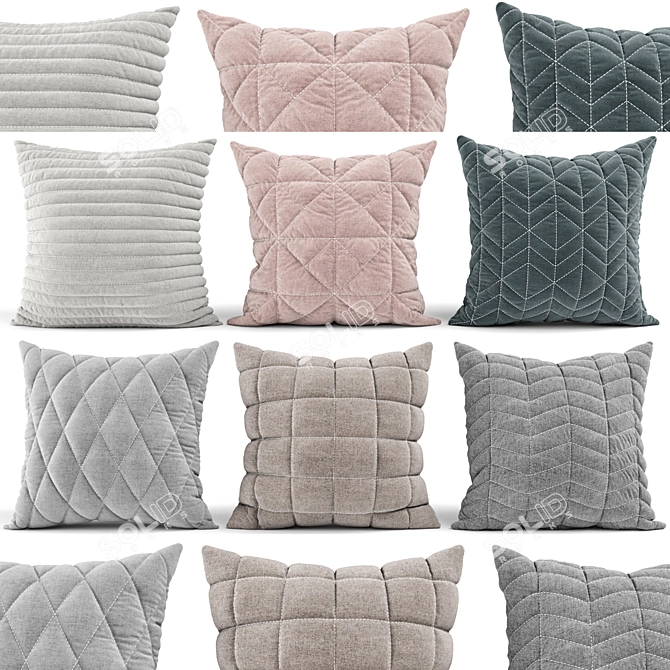 Elegant Decorative Pillows Set 3D model image 2