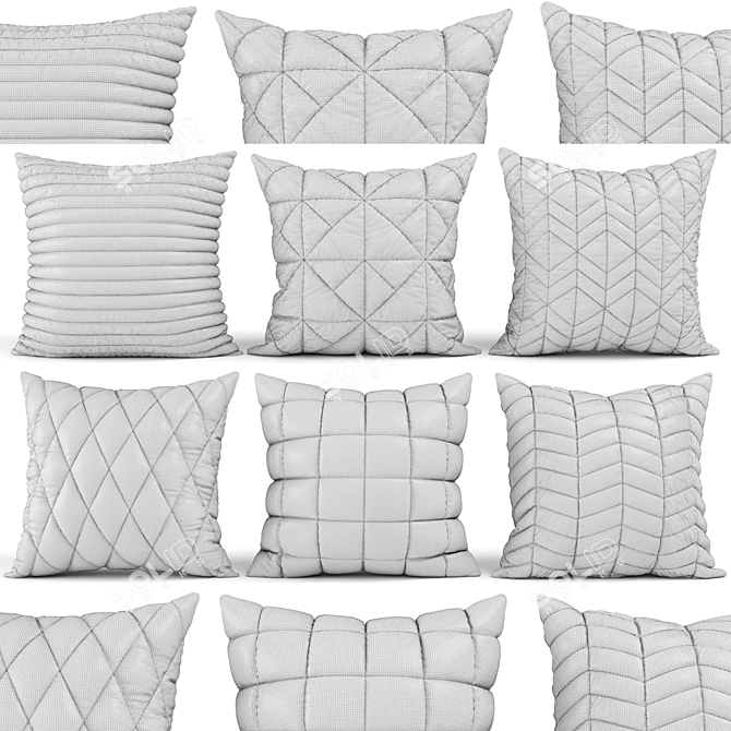 Elegant Decorative Pillows Set 3D model image 3