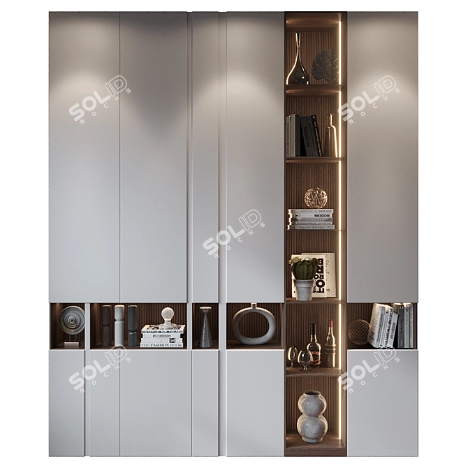 Luxury Wooden Bookshelf GHS-2401 3D model image 1