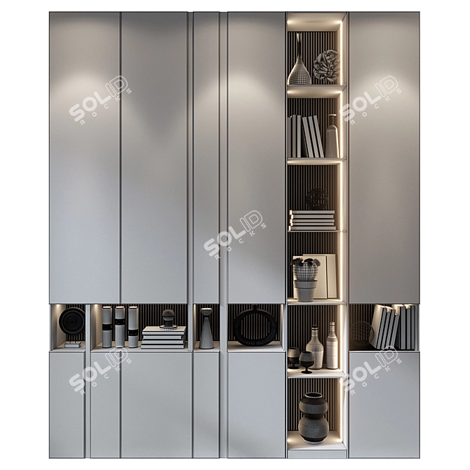 Luxury Wooden Bookshelf GHS-2401 3D model image 2