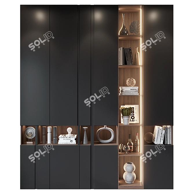 Luxury Wooden Bookshelf GHS-2401 3D model image 3