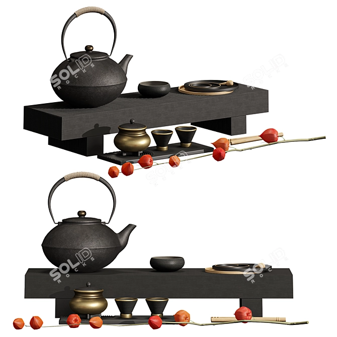  3D Tea Set Model 3D model image 1