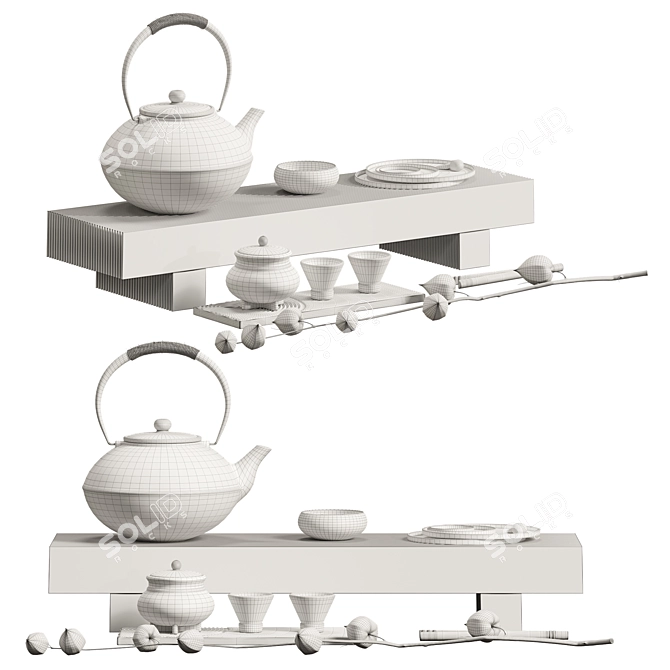  3D Tea Set Model 3D model image 2