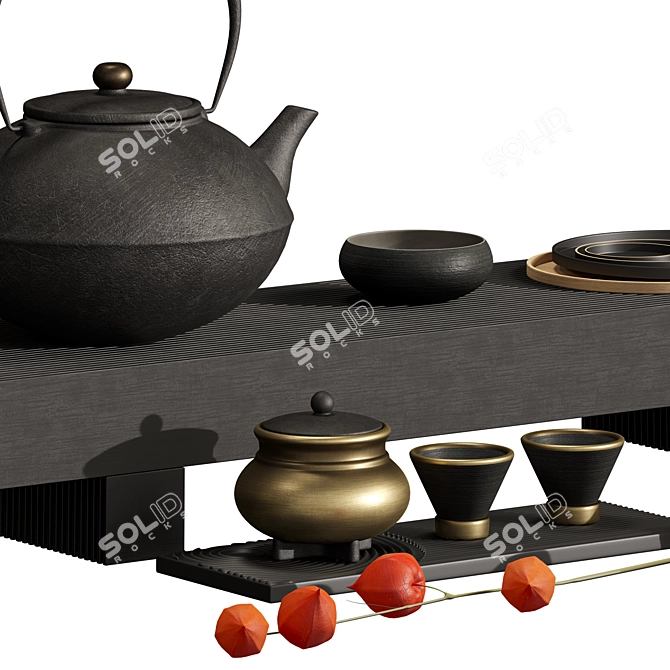  3D Tea Set Model 3D model image 3