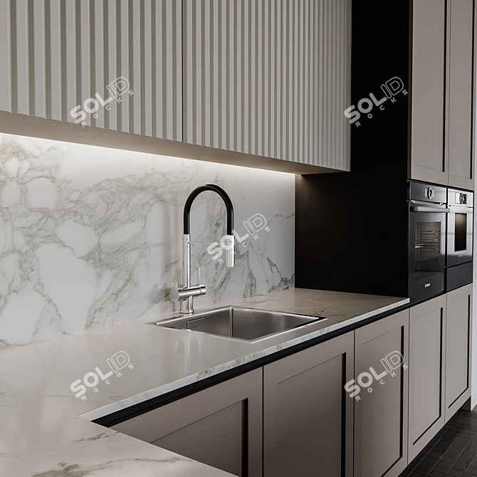 Adjustable Modern Kitchen Unit 3D model image 3