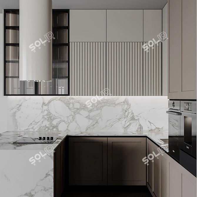 Adjustable Modern Kitchen Unit 3D model image 5