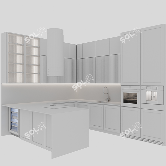 Adjustable Modern Kitchen Unit 3D model image 6